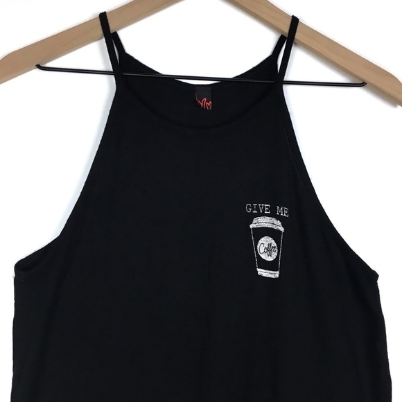 Coffee Cup Tank Top Hi Neck Give Me Coffee & No One Gets Hurt Novelty Shirt Java - Picture 4 of 9